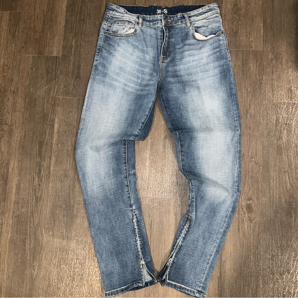 Men's Crysp Blue Streetwear Biker Jeans